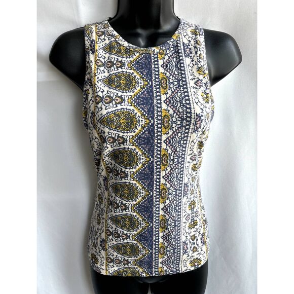 Intimately Free People Paisley Cotton Tank Top Sze XS Boho Keyhole Back Bohemian - Picture 2 of 10